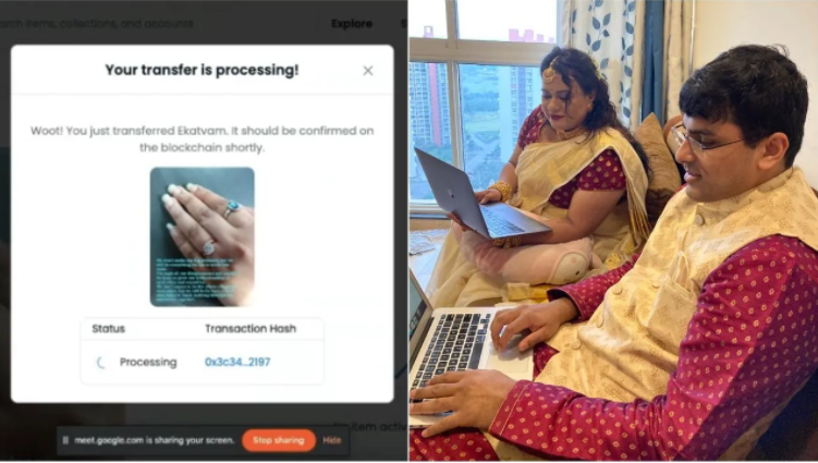 ඉන්දියානු යුවලක් NFT භාරයන් සමඟ blockchain හරහා විවාහ වෙයි.