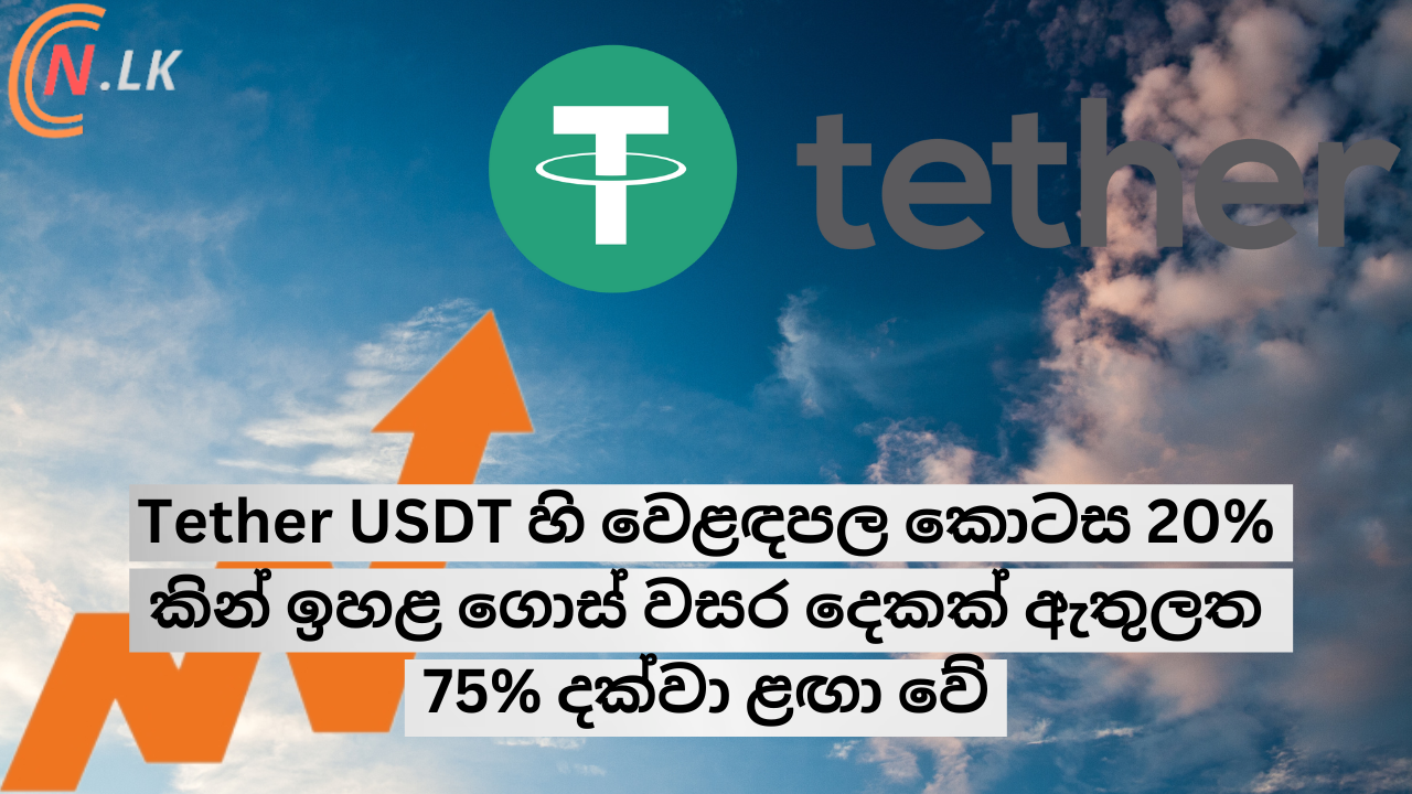 Tether USDT හි වෙළඳපල කොටස 20% කින් වැඩි වී වසර දෙකක් ඇතුළත 75% දක්වා ළඟා වේ.
